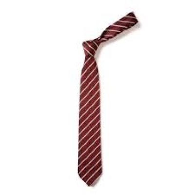 School Maroon White Stripped Ties Long